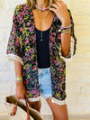 Olive Floral Chiffon Tribal Kimono