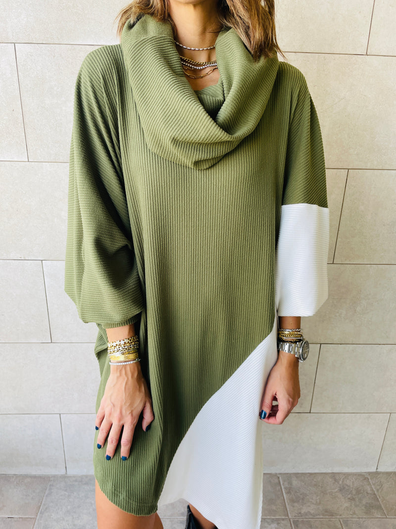 Olive Colour Block Tunic