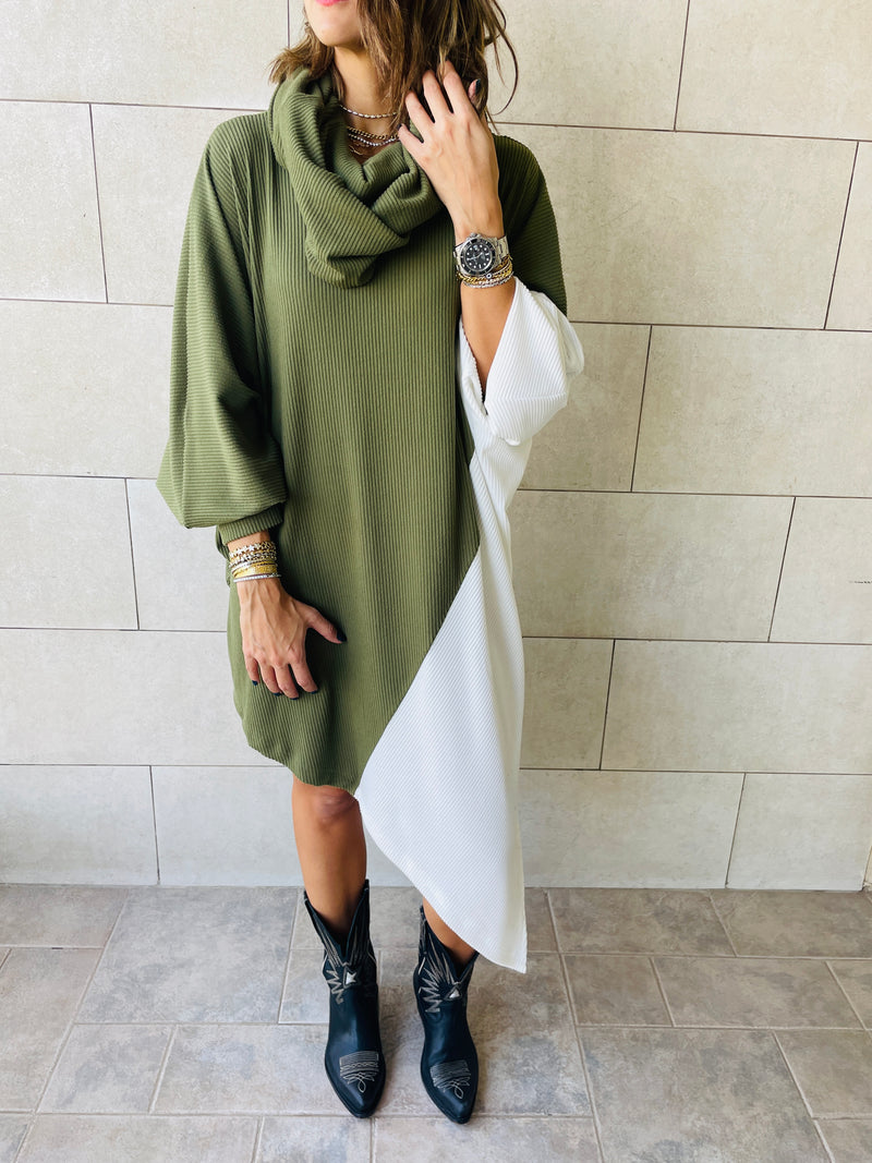 Olive Colour Block Tunic