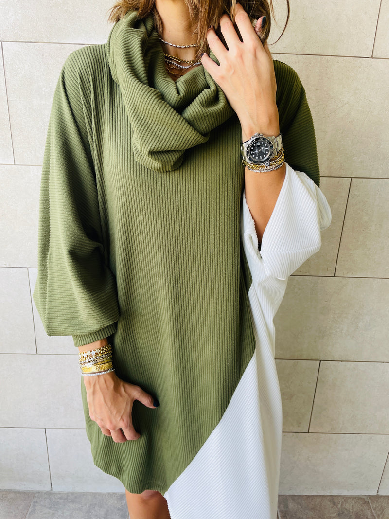 Olive Colour Block Tunic