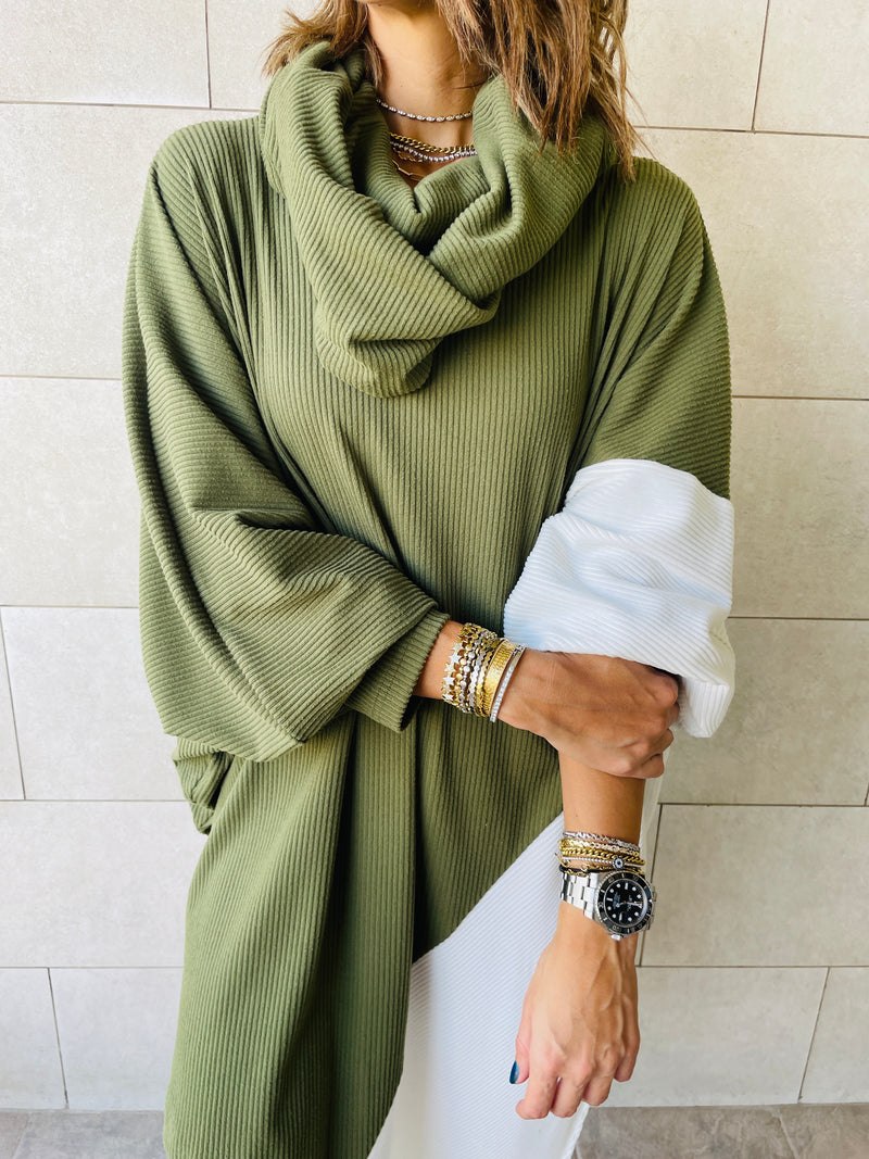 Olive Colour Block Tunic