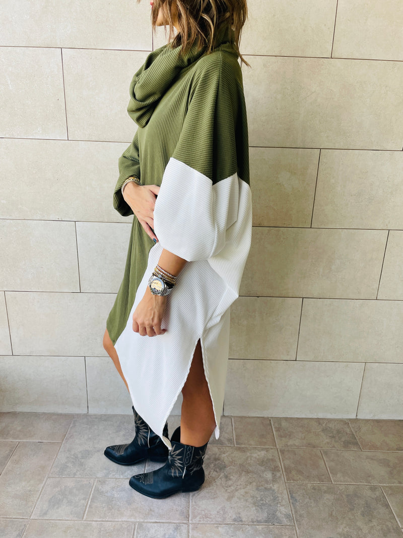 Olive Colour Block Tunic