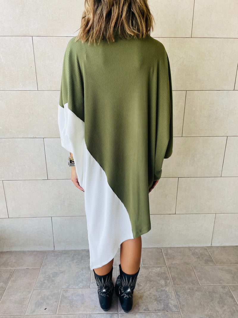 Olive Colour Block Tunic