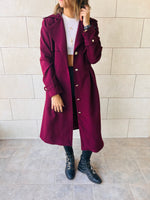 Burgundy Luxe Gold Button Coat