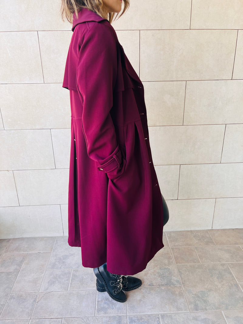 Burgundy Luxe Gold Button Coat