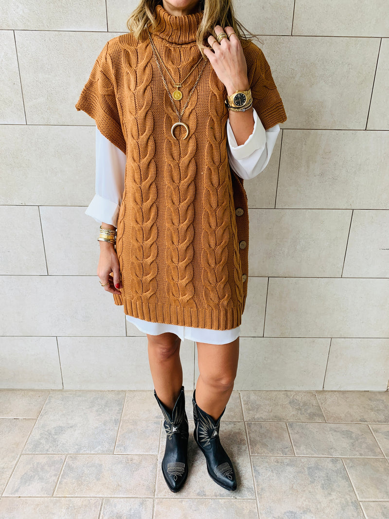Rust Kate Cable Poncho