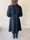 Black Luxe Gold Button Coat