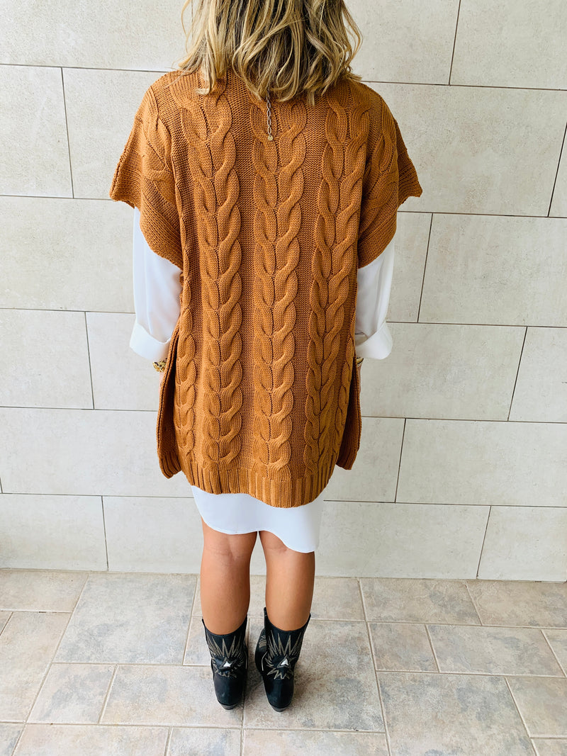 Rust Kate Cable Poncho