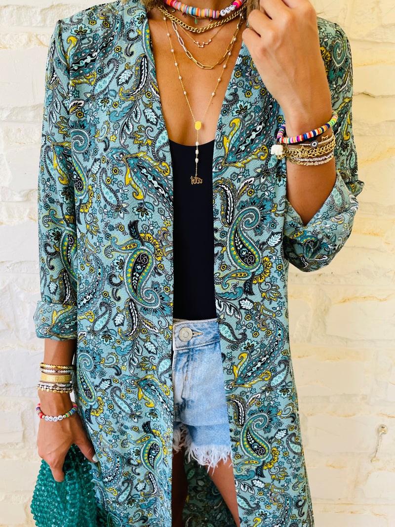 Longline Paisley Kimono