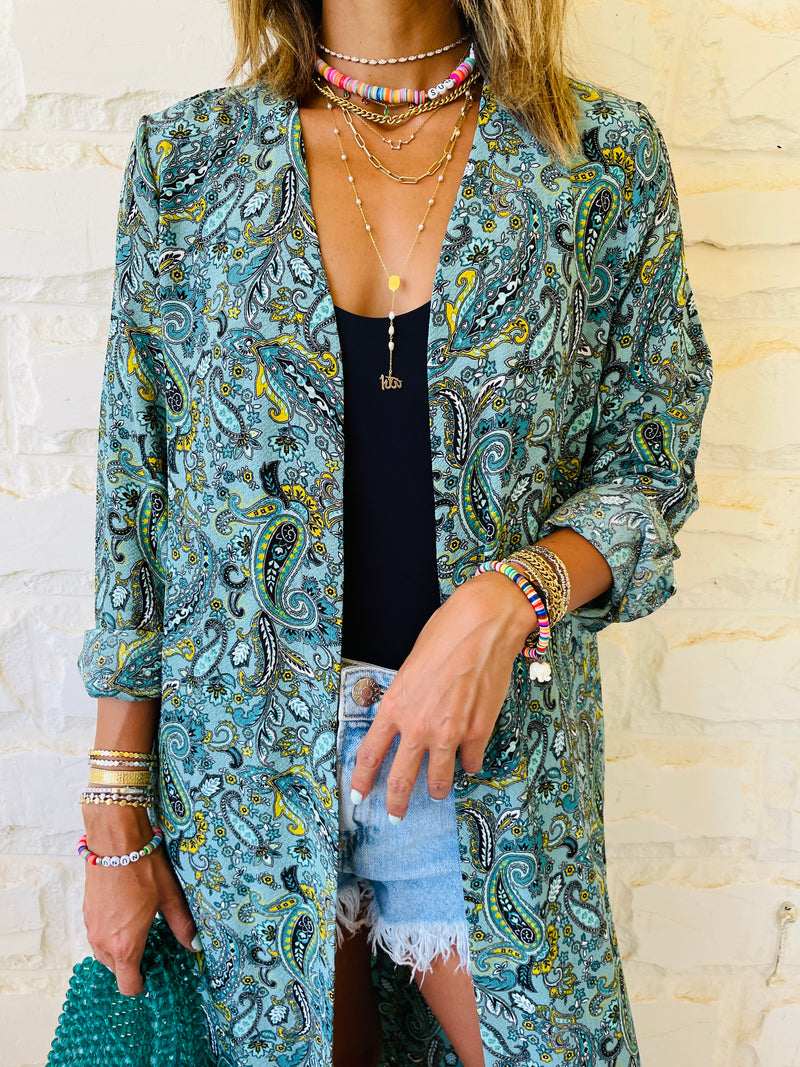 Longline Paisley Kimono