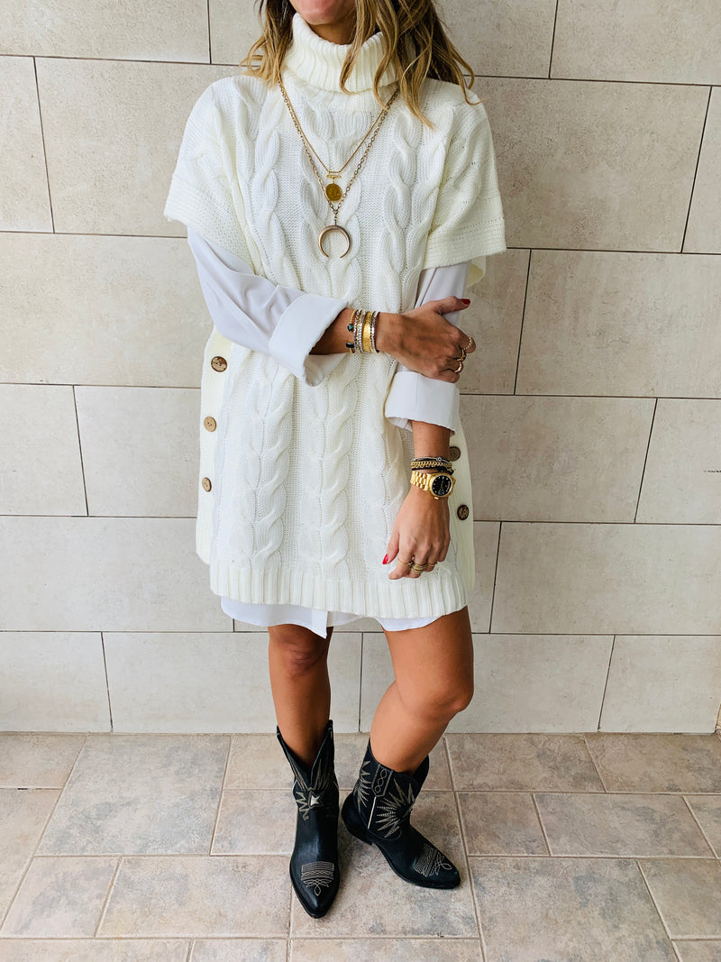 White Kate Cable Poncho