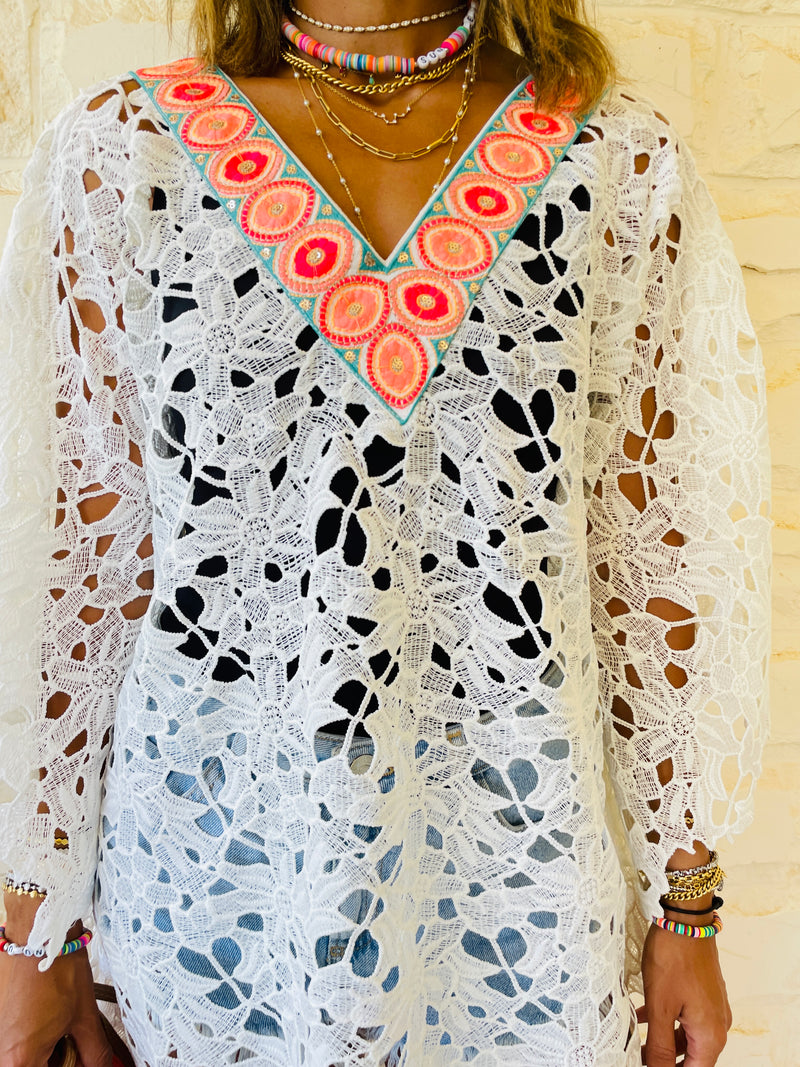 White Zakynthos Poncho