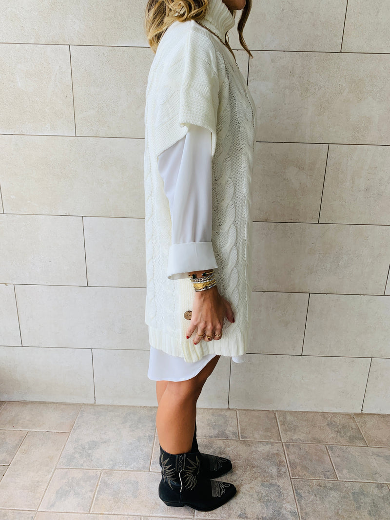 White Kate Cable Poncho