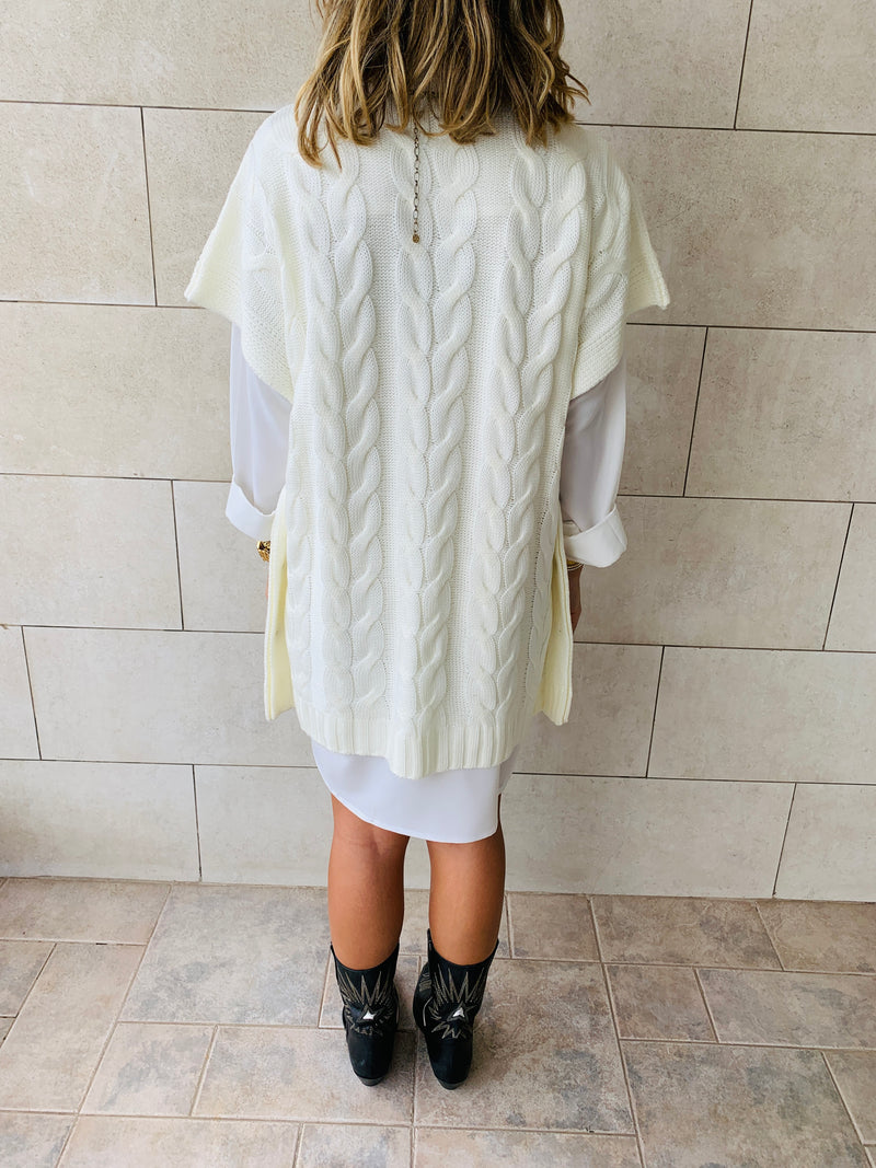 White Kate Cable Poncho