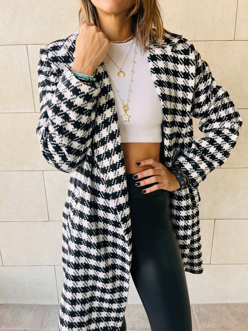 Houndstooth Longline Blazer