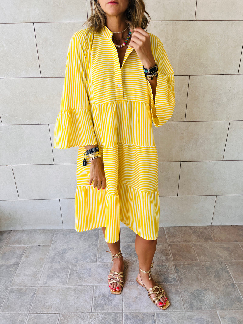 Yellow Pinstripe Stroll Dress