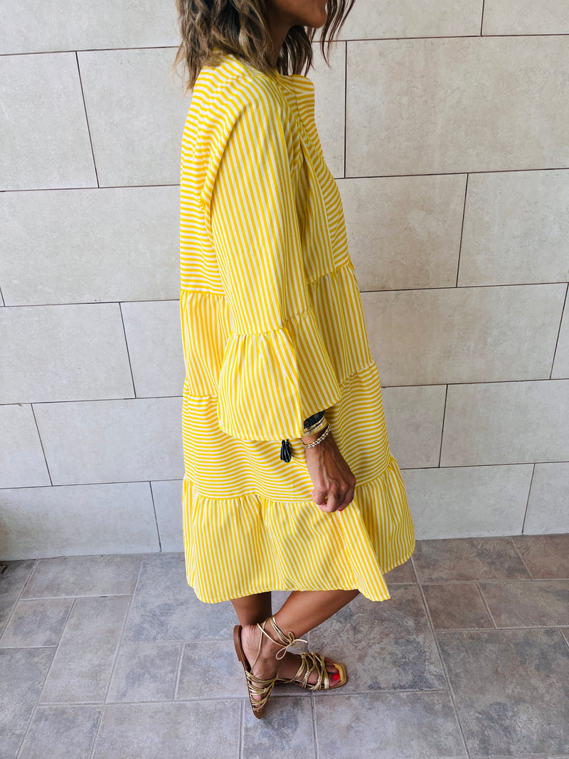 Yellow Pinstripe Stroll Dress