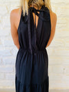 Black Linen Rhodes Tiered Dress