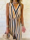 Mustard Striped Rhodes Tiered Dress