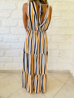 Mustard Striped Rhodes Tiered Dress