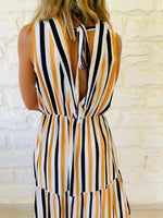 Mustard Striped Rhodes Tiered Dress