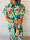 Sunset Palm Shirt Dress