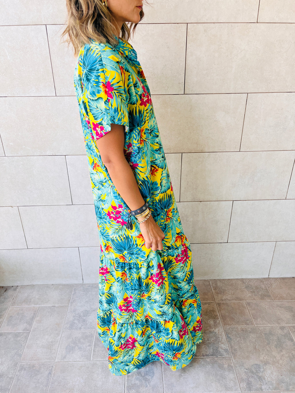 Sunset Palm Shirt Dress