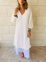 White Luxe Mesh Maxi Dress