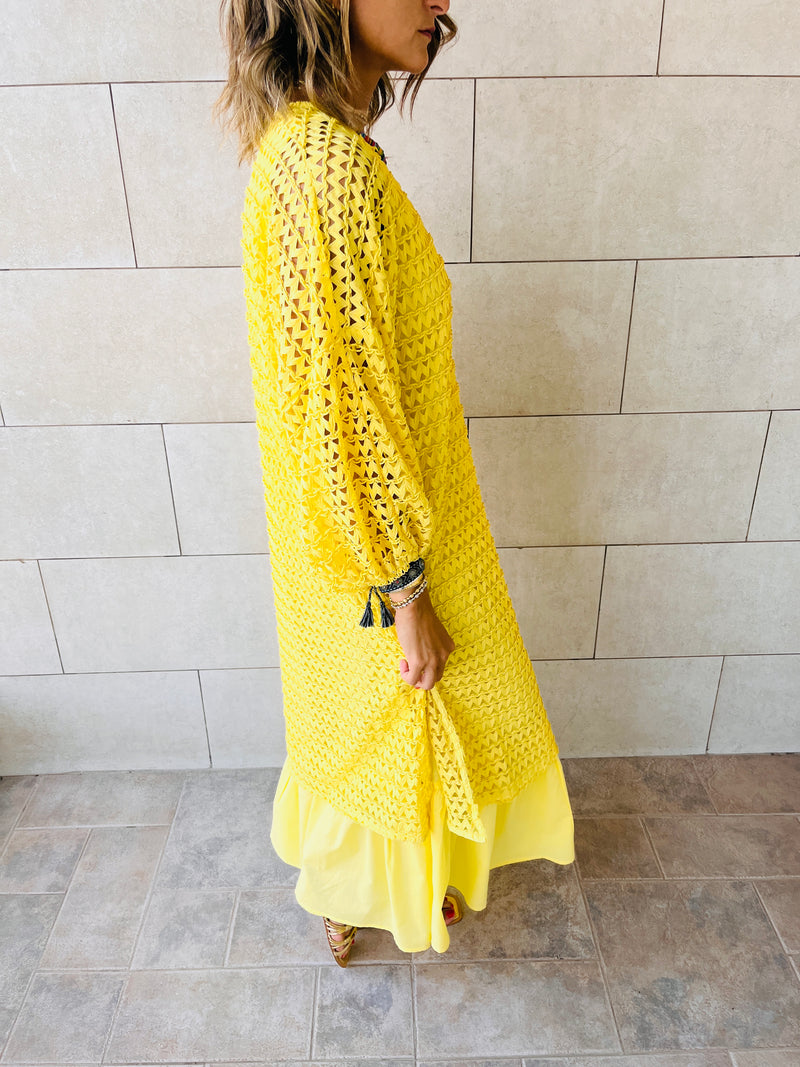 Yellow Luxe Mesh Maxi Dress