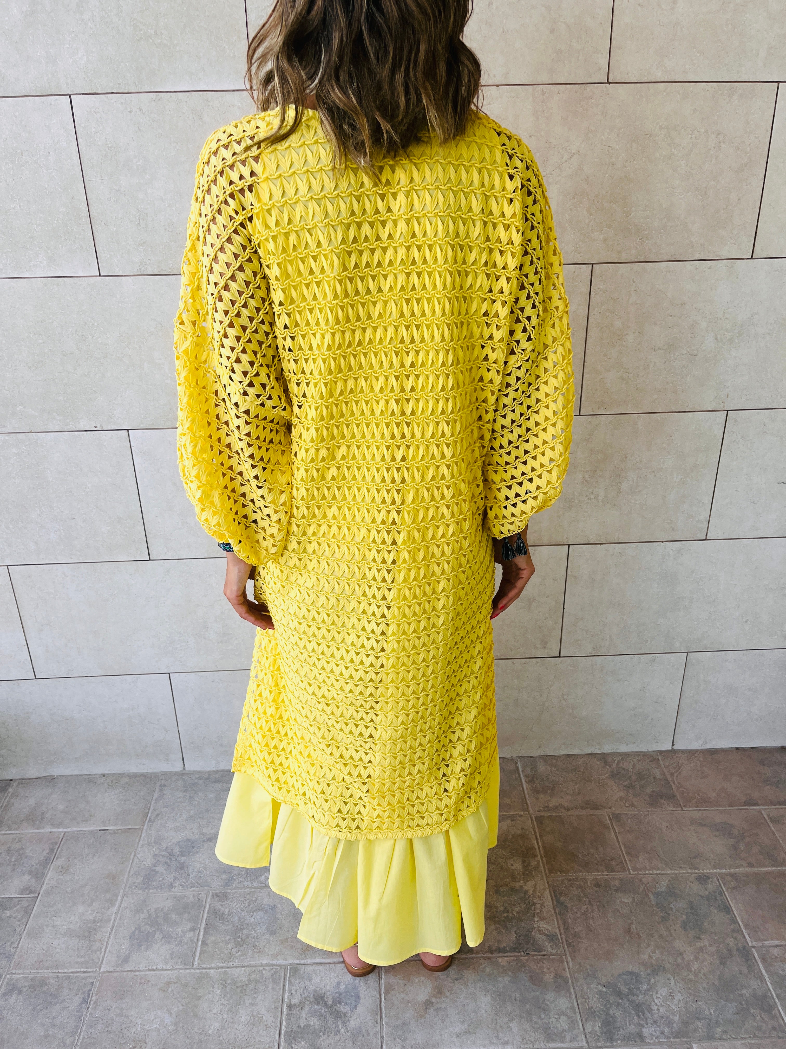 Yellow Luxe Mesh Maxi Dress