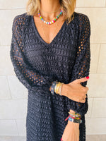 Black Luxe Mesh Maxi Dress
