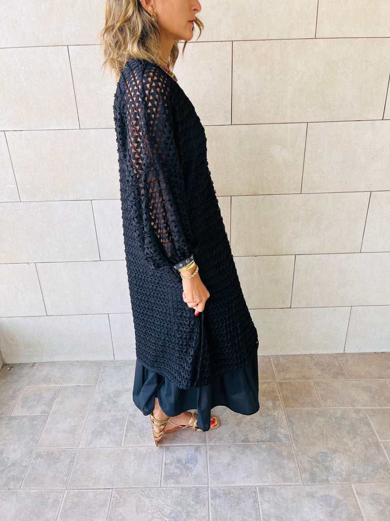 Black Luxe Mesh Maxi Dress