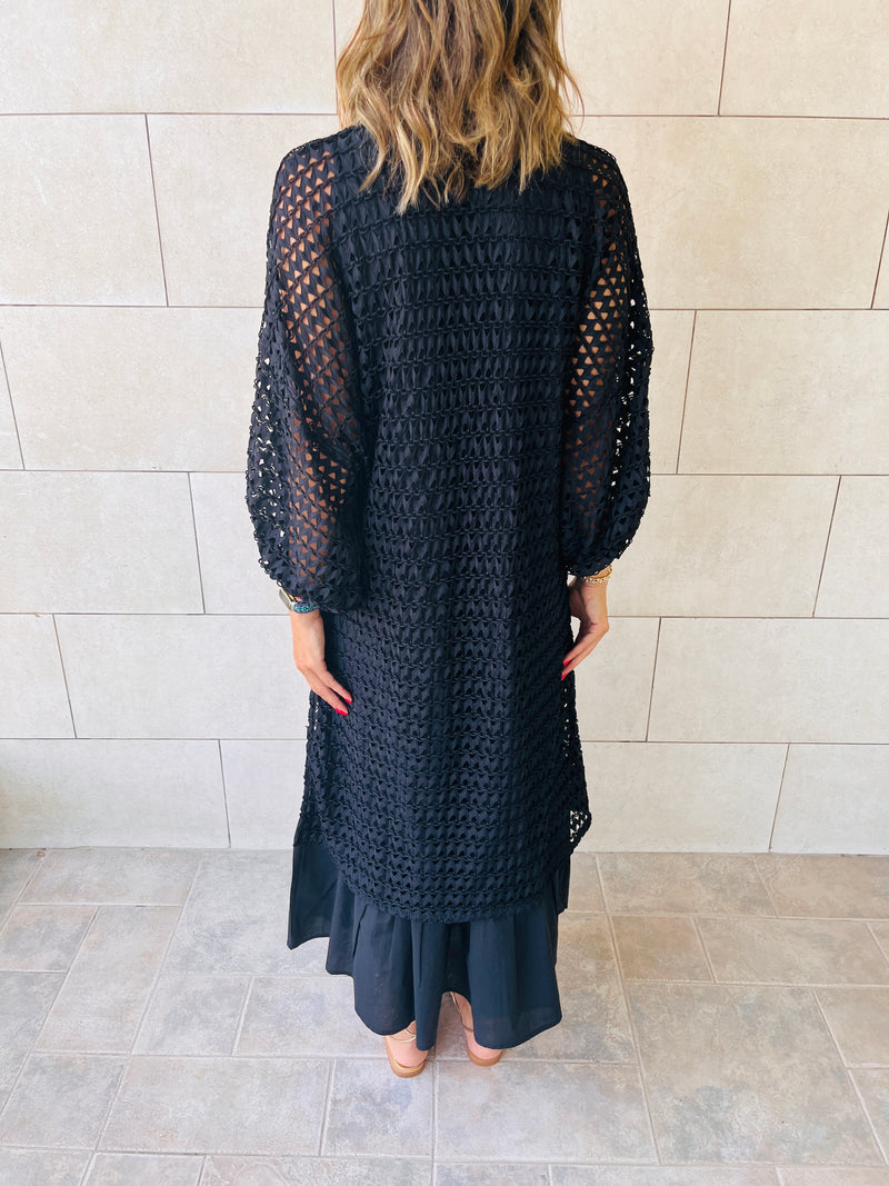 Black Luxe Mesh Maxi Dress