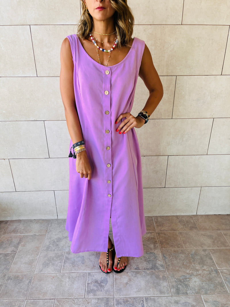 Lilac Gypsy Linen Dress