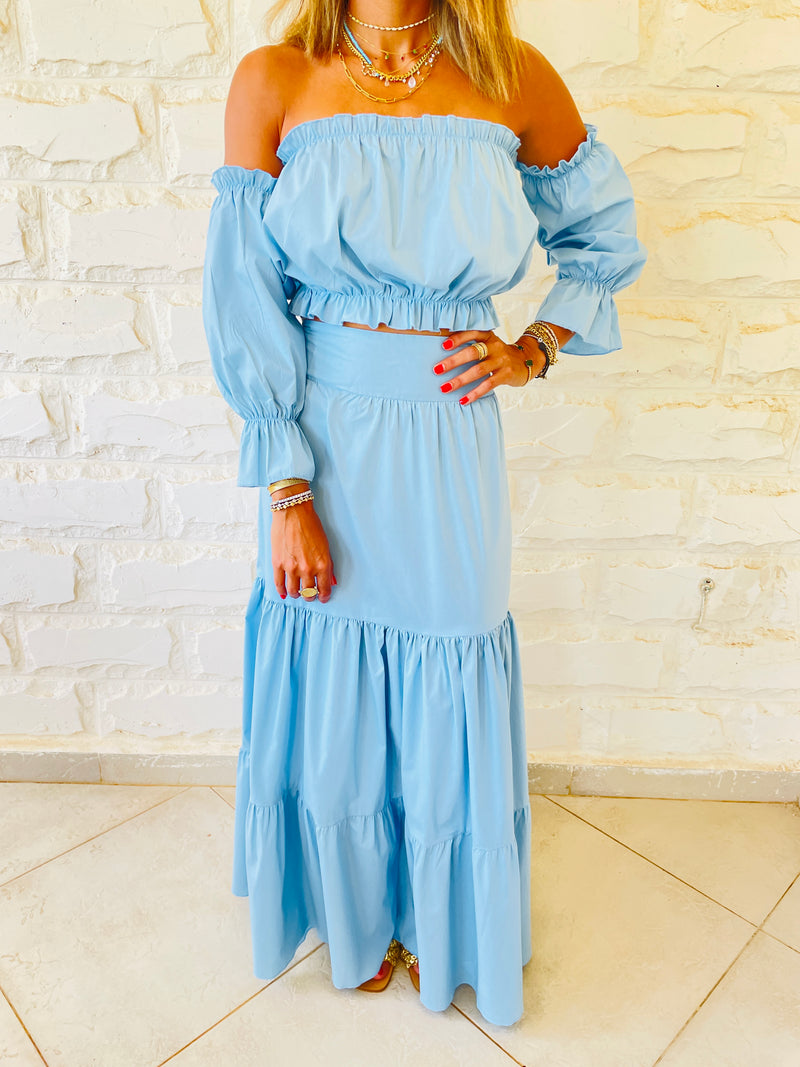 2 Piece Blue Poplin Set