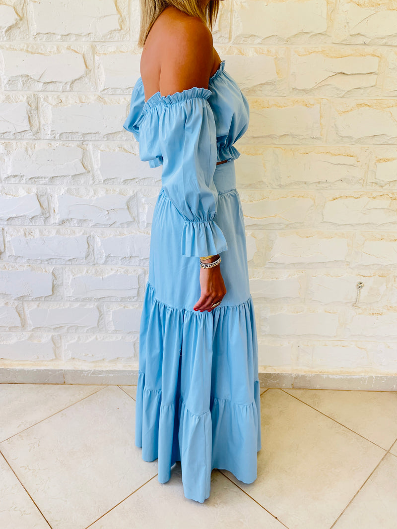 Blue Summer Poplin Skirt