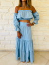 Blue Summer Poplin Skirt