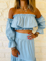 2 Piece Blue Poplin Set