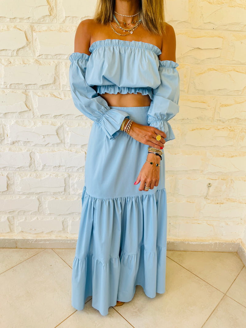 2 Piece Blue Poplin Set