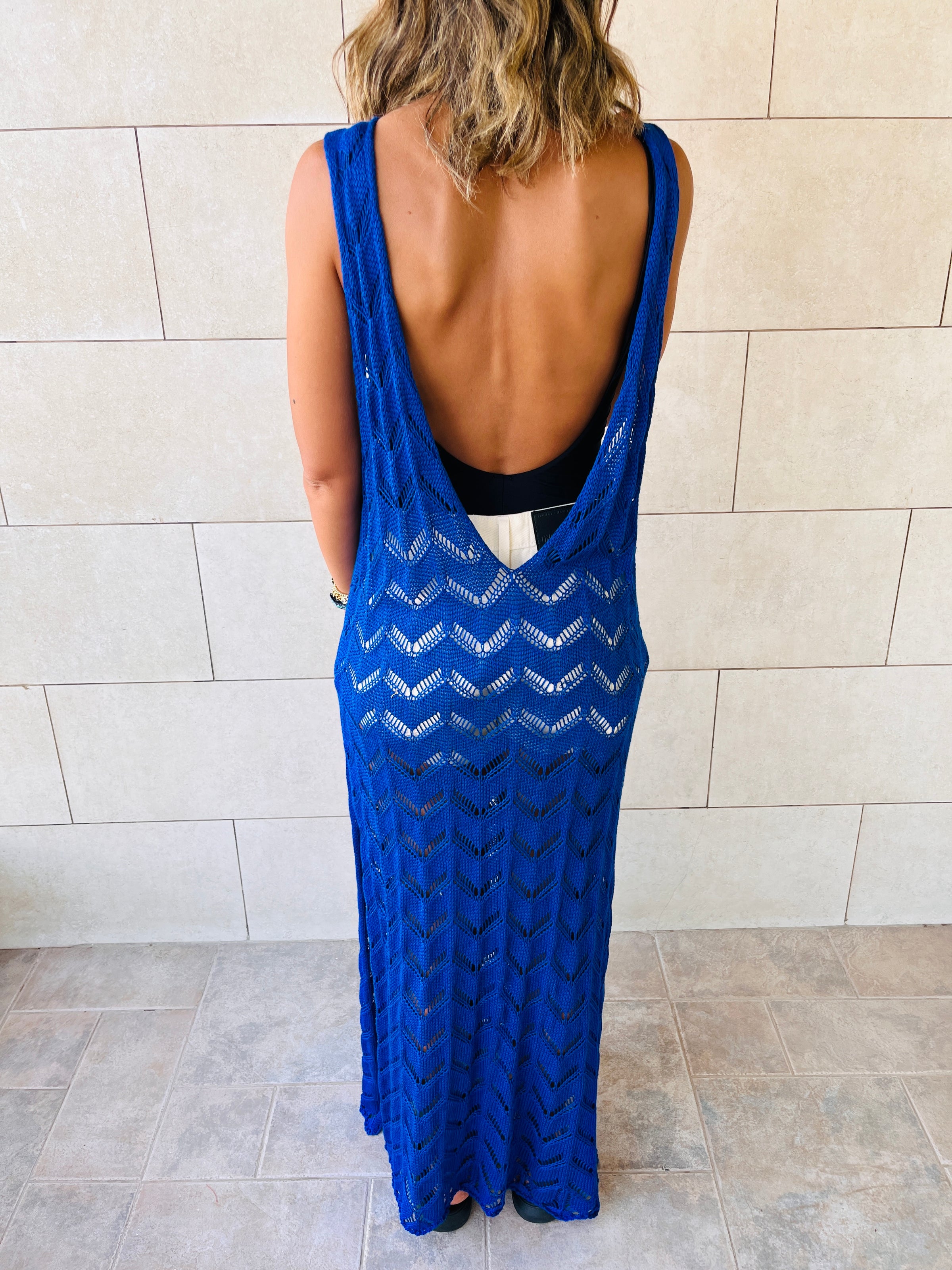 Blue Backless Beach Dress – Frillu