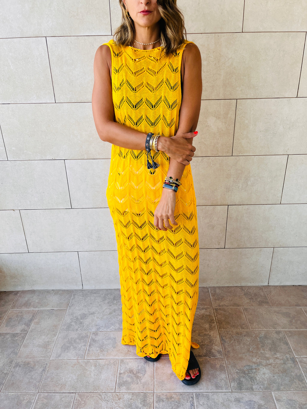 Yellow Backless Beach Dress