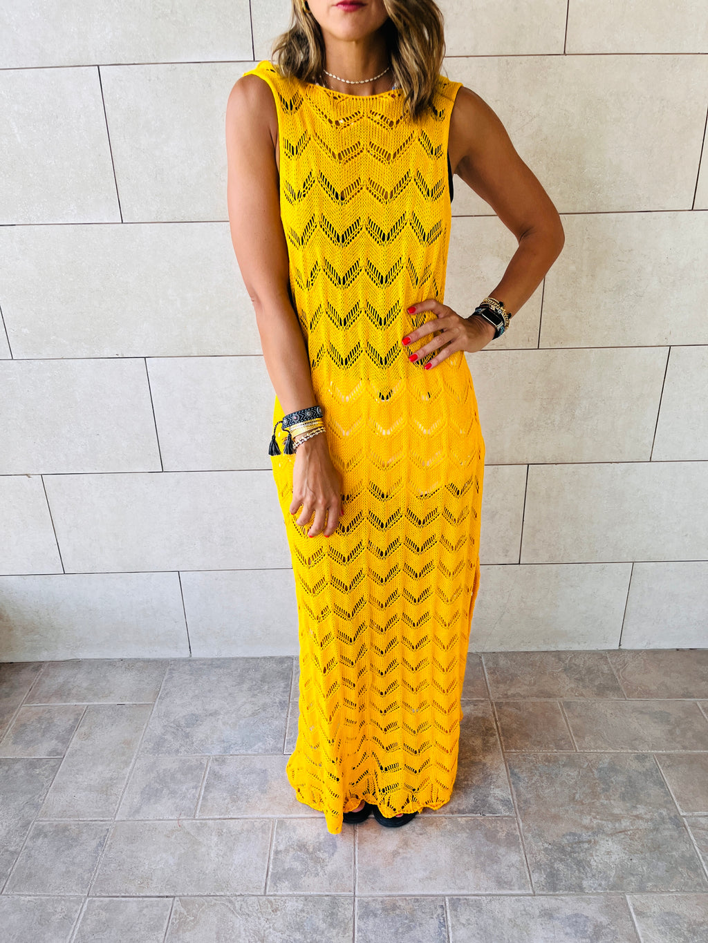 Yellow Backless Beach Dress