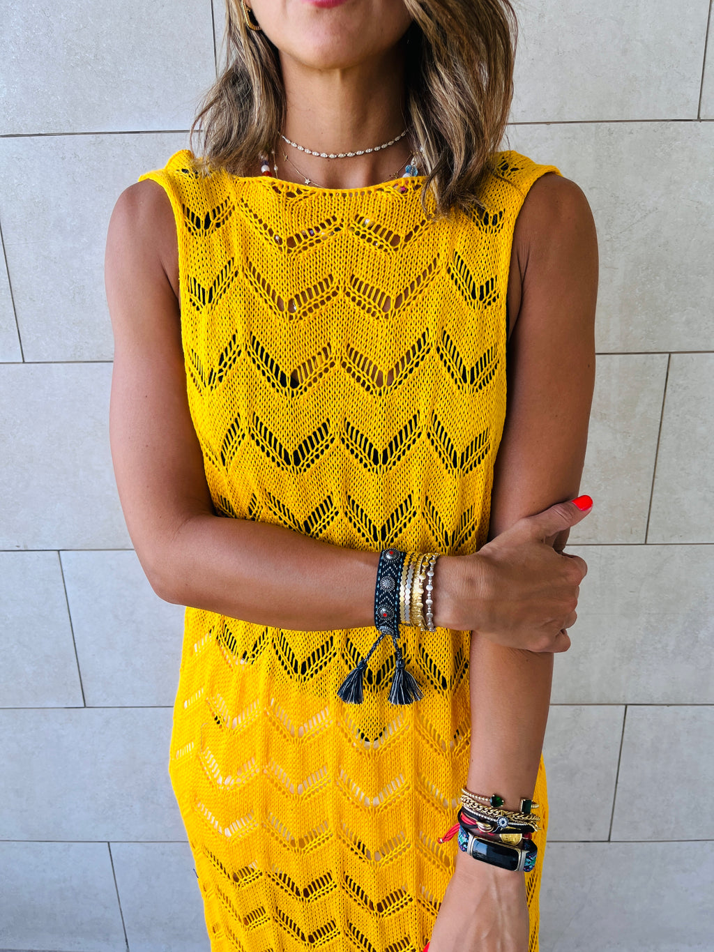 Yellow Backless Beach Dress