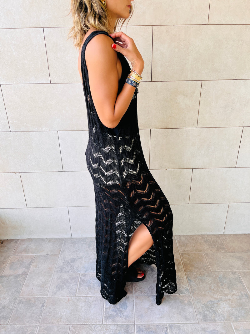 Black Backless Beach Dress