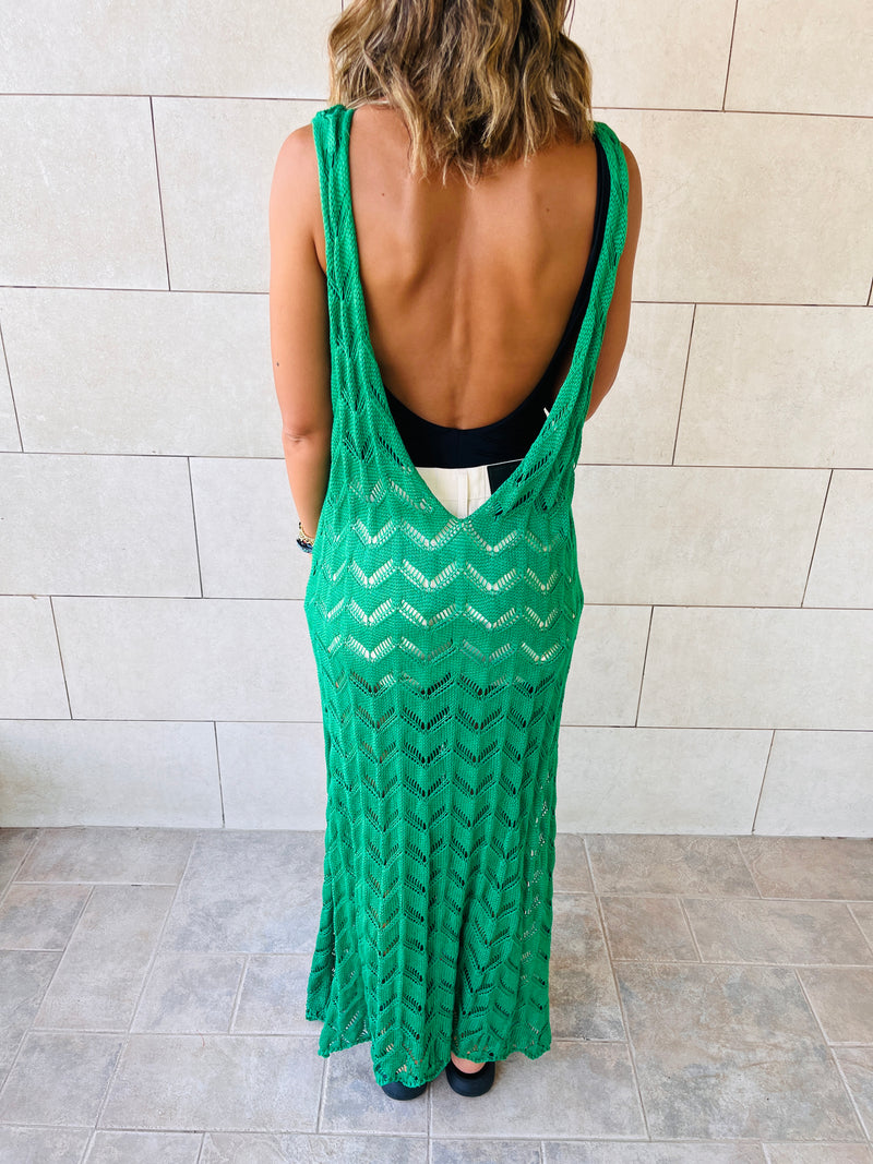 Green Backless Beach Dress