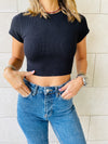 Black & White & Grey Crew Neck Crop Set