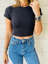 Black & White & Grey Crew Neck Crop Set