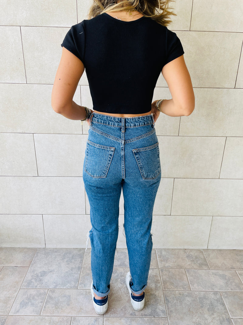 Black & White & Grey Crew Neck Crop Set