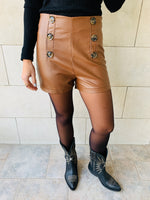 Camel Leather Shorts