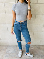 Black & White & Grey High Neck Crop Set